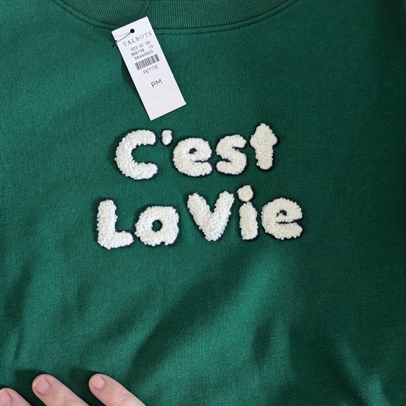 Medium Petite Talbot's C'est La Vie Green Sweater - Picture 2 of 3
